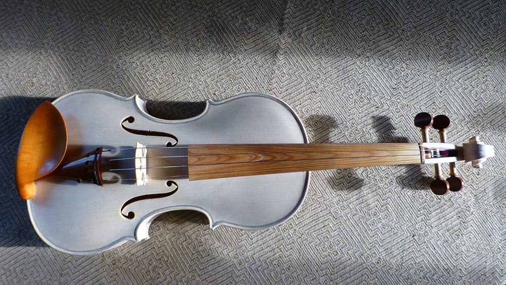 schönes GRIFFBRETT für 3/​4 VIOLINE Geige Ebenholz massiv gute Qualität 