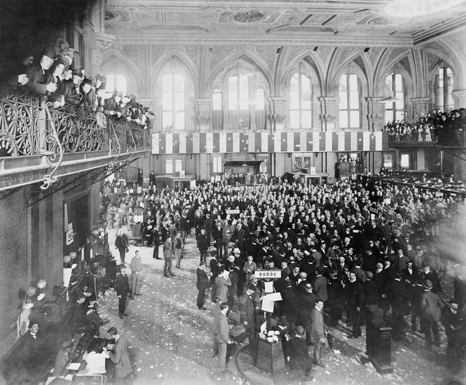 historische Aufnahme des Trading Floors der New Yorker Börse