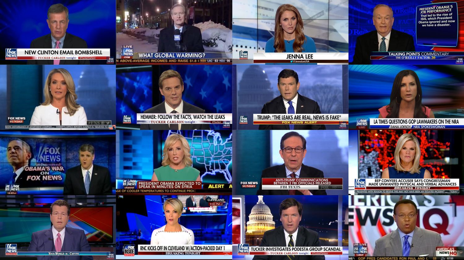viele Screenshots von Fox Moderatoren zusammengesetzt zu einem Bild